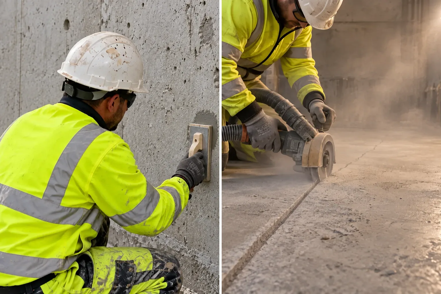 Ausbessern von Lunkern und Fehlstellen an einer Betonoberfläche
